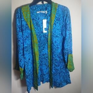 New Soft Surroundings Top Women XS Kimono Boho Artsy Art To Wear